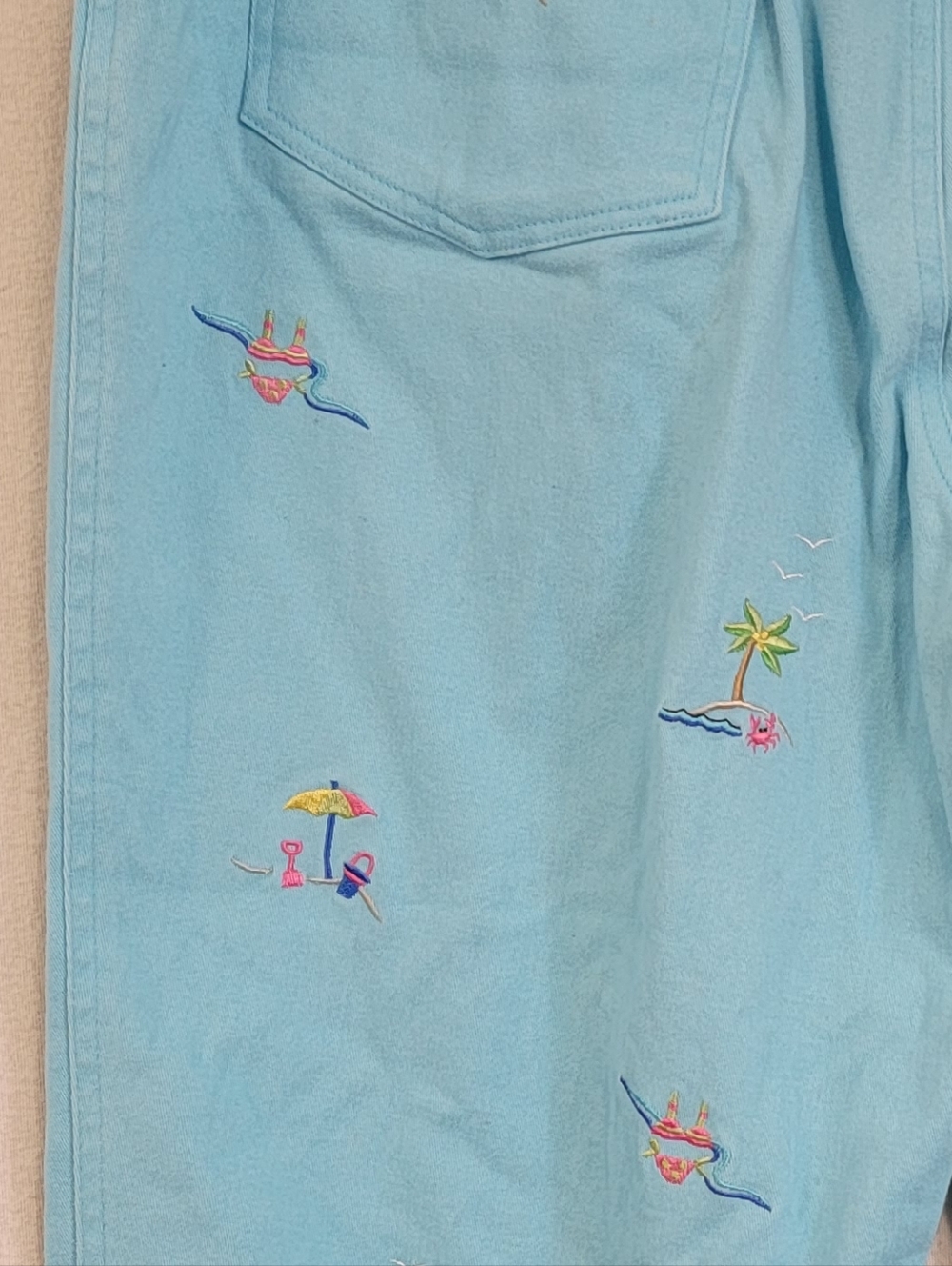 Quacker Factory Size Large Light Blue Casual Pull-On Capris - Picture 5 of 7